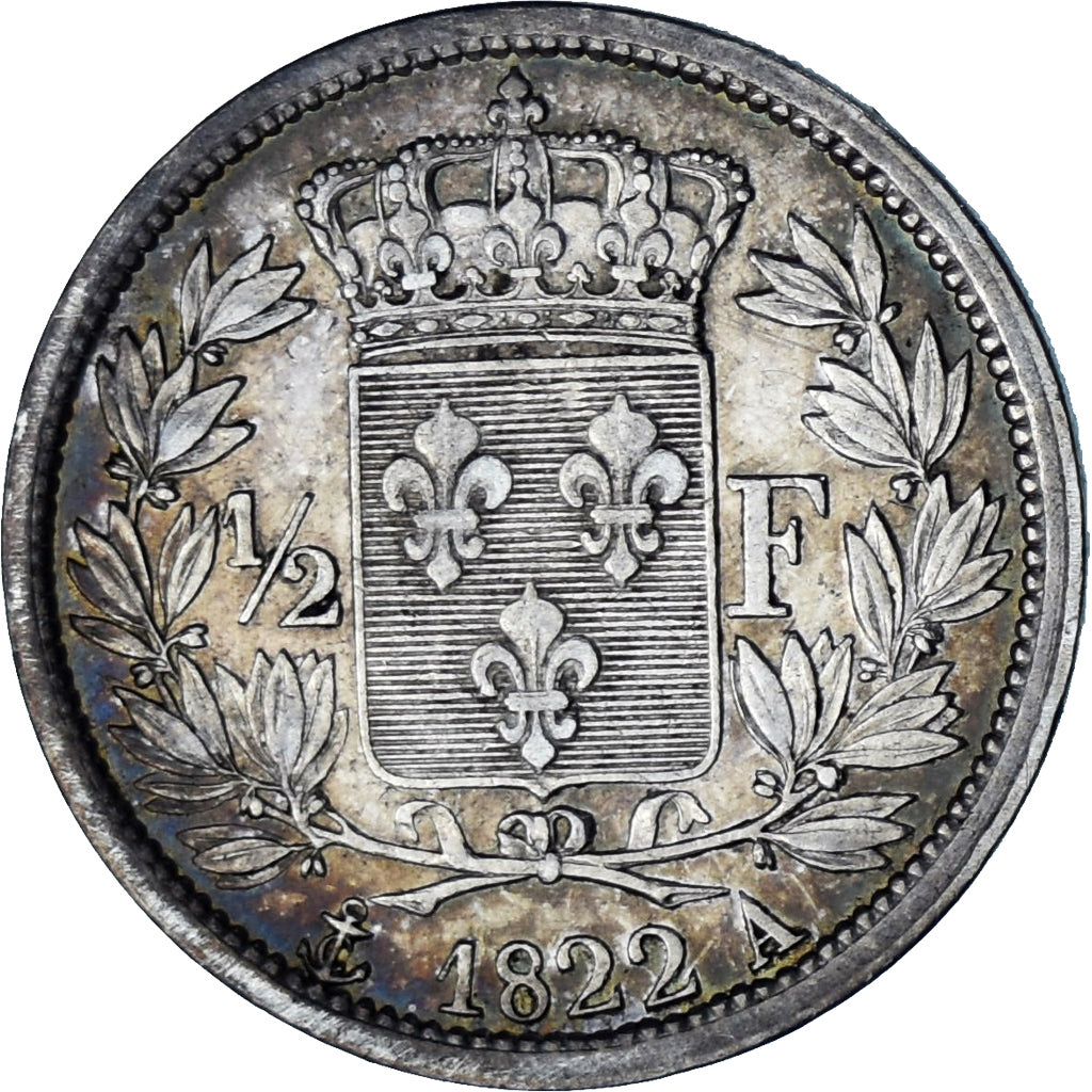 Münze, Frankreich, Louis XVIII, 1/2 Franc, 1822, Paris, SS+, Silber, KM:708.1