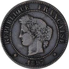 Munten, Frankrijk, Cérès, 5 Centimes, 1897, Paris, FR+, Bronzen, KM:821.1