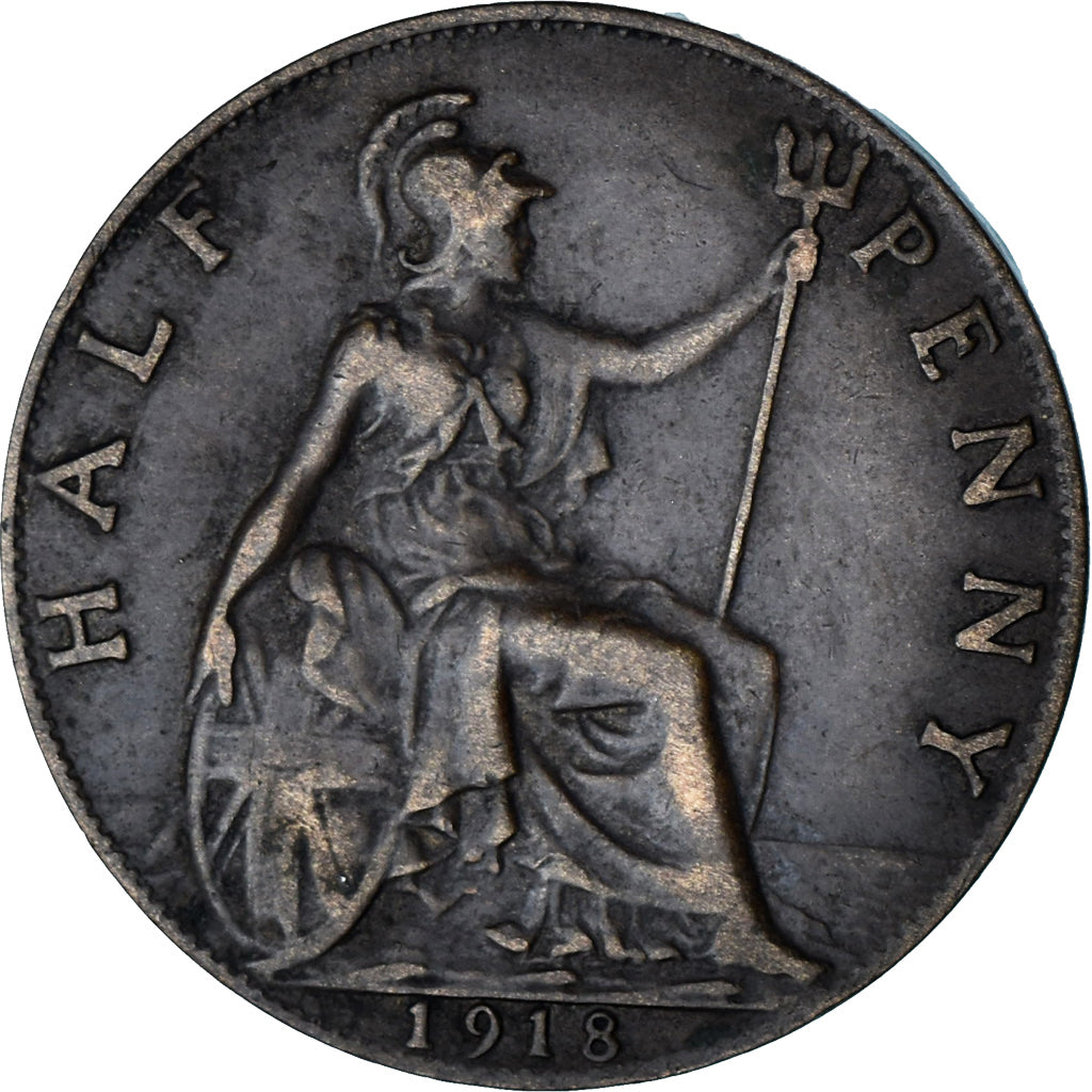 Coin, Great Britain, George V, 1/2 Penny, 1918, EF(40-45), Bronze, KM:809