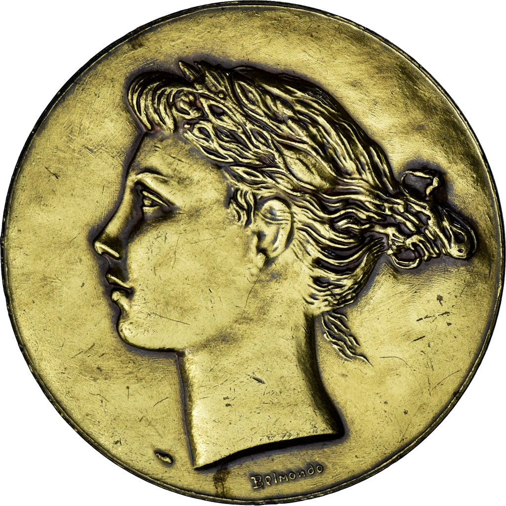 France, Medal, Alliance française, Marianne, Belmondo, AU(55-58), Copper Gilt