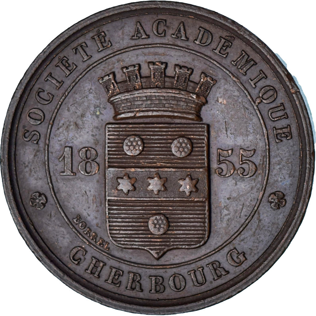 Frankreich, Medaille, Société Académique, Cherbourg, 1855, Borrel, SS+