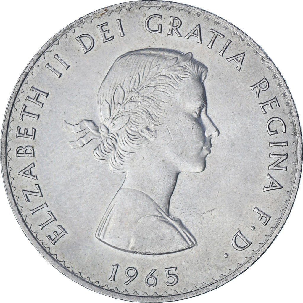 Moneda, Gran Bretaña, Elizabeth II, Crown, 1965, Winston Churchill, EBC, Cobre