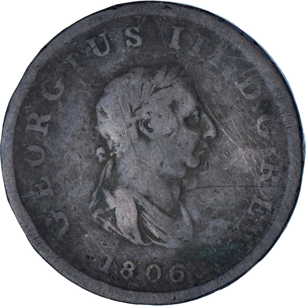 Coin, Great Britain, George III, 1/2 Penny, 1806, VF(20-25), Copper, KM:662