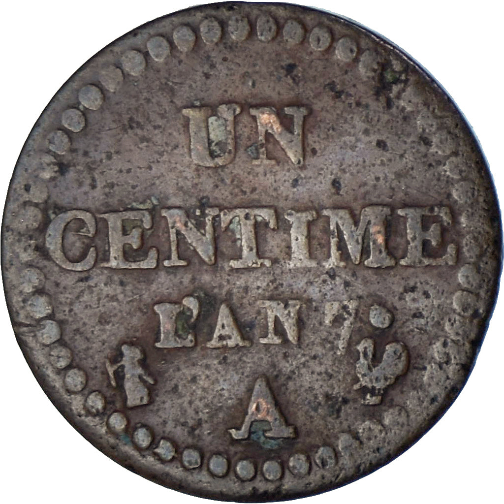 Munten, Frankrijk, Dupré, Centime, AN 7, Paris, FR, Bronzen, KM:640.1