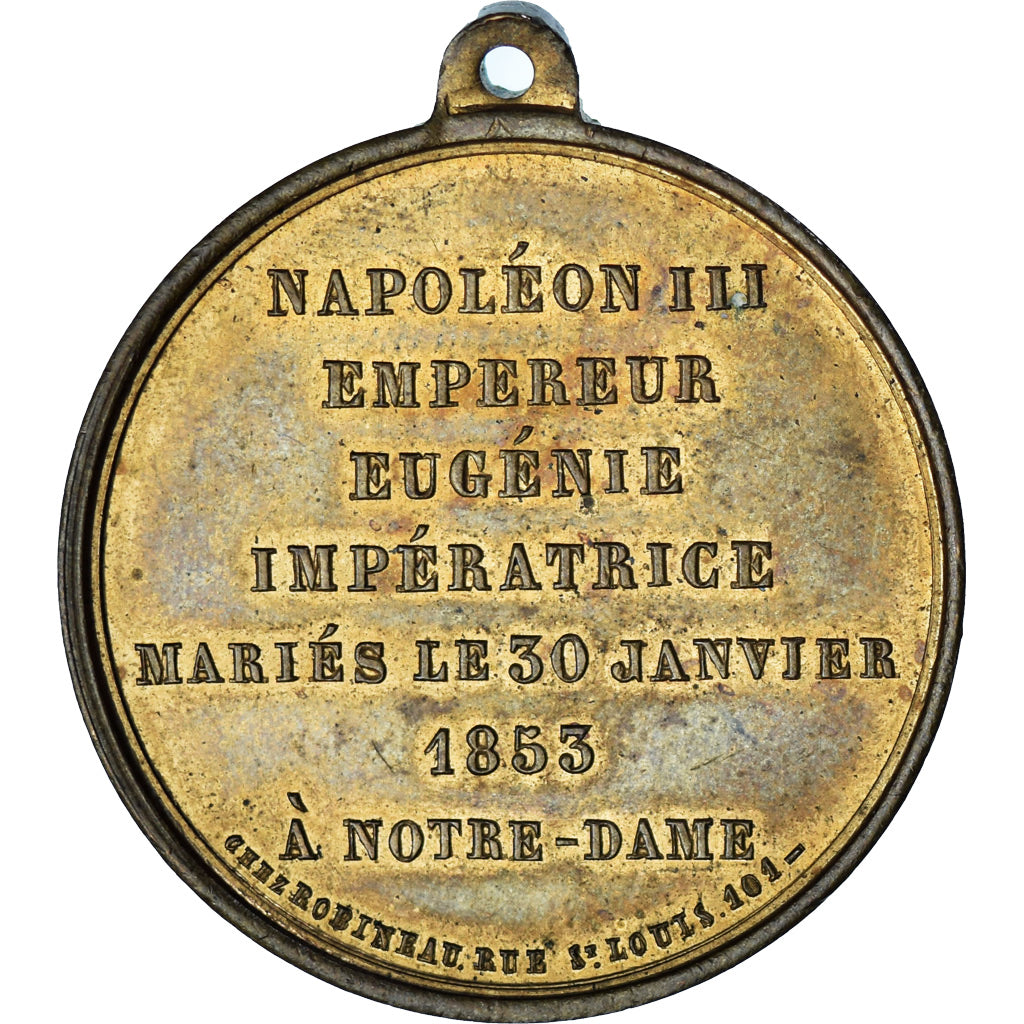 Frankreich, betaalpenning, Mariage de Napoléon III et Eugénie à Notre Dame