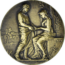 France, Medal, Mariage, A deux Coeurs, ma Joie, 1924, Dropsy, AU(50-53), Bronze