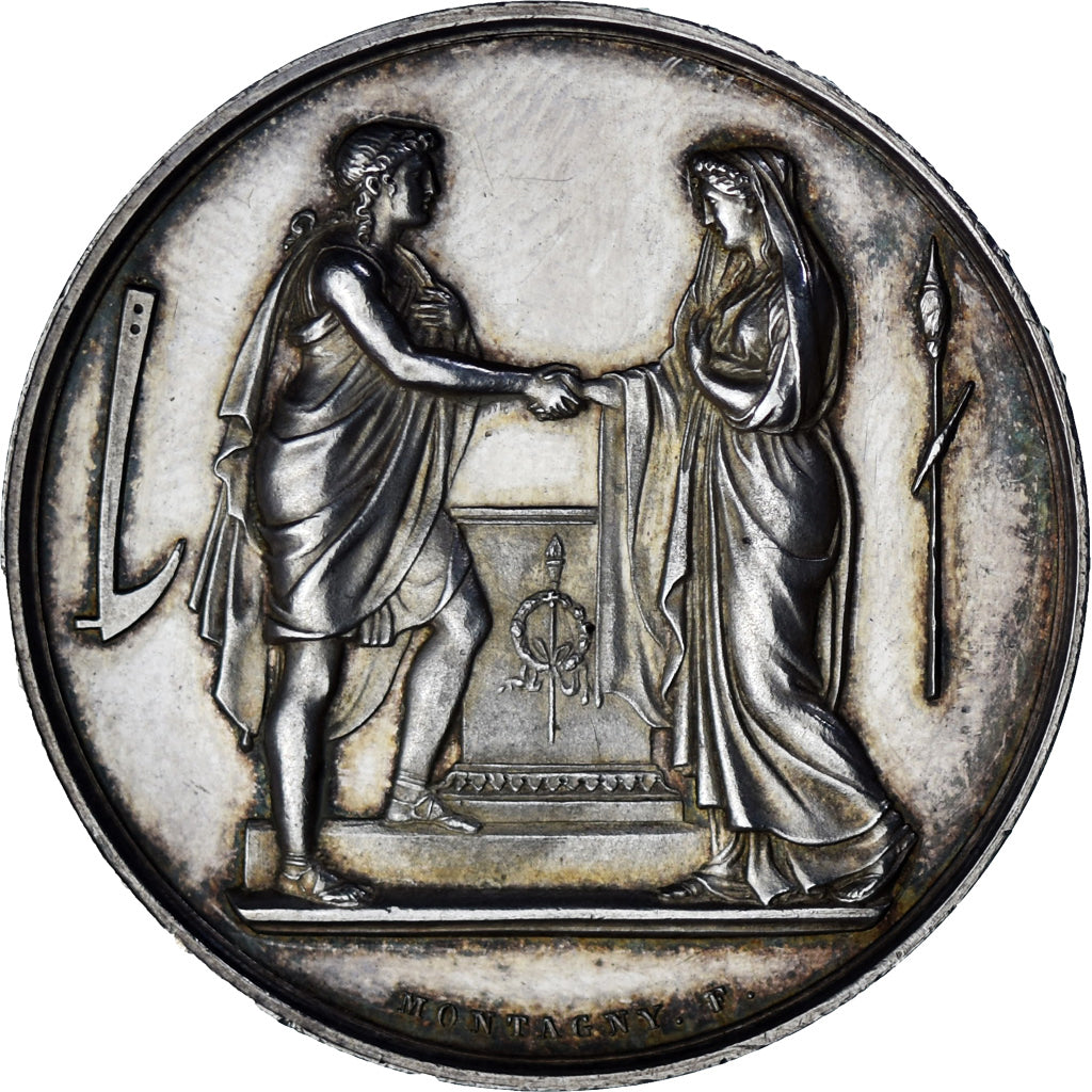 France, Medal, Noces, Mariage, Religion, 1871, Montagny, MS(60-62), Silver