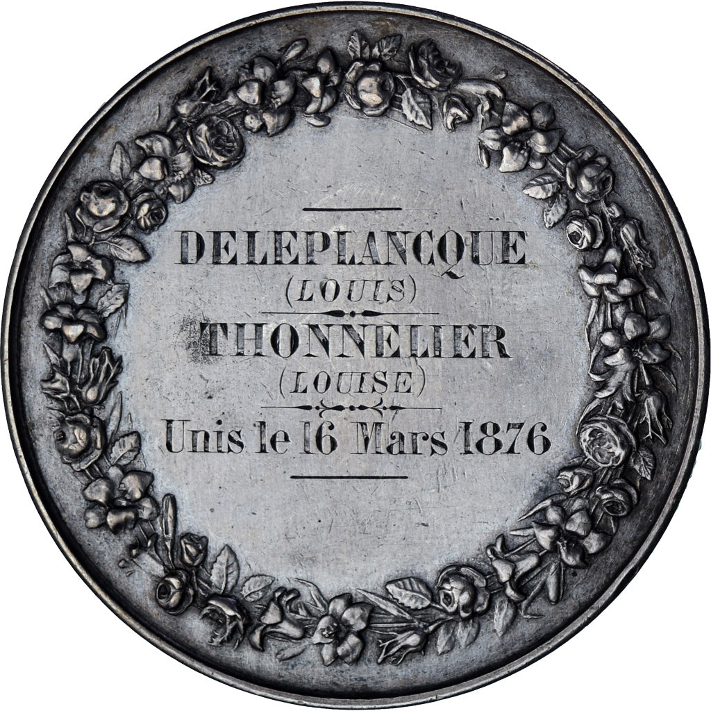 Frankreich, Medaille, Médaille de mariage, 1876, Montagny, VZ, Silber