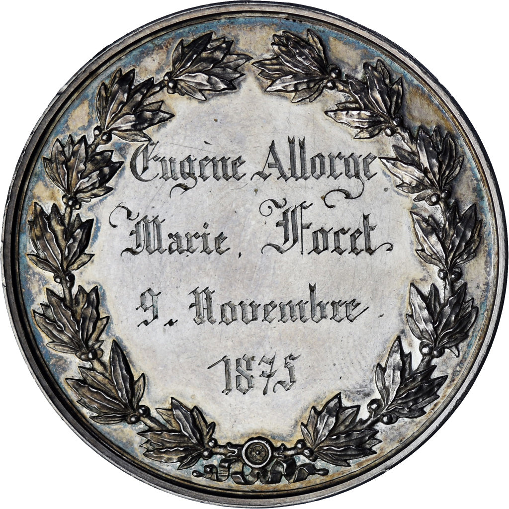 France, Medal, Médaille de mariage, 1875, MS(63), Silver