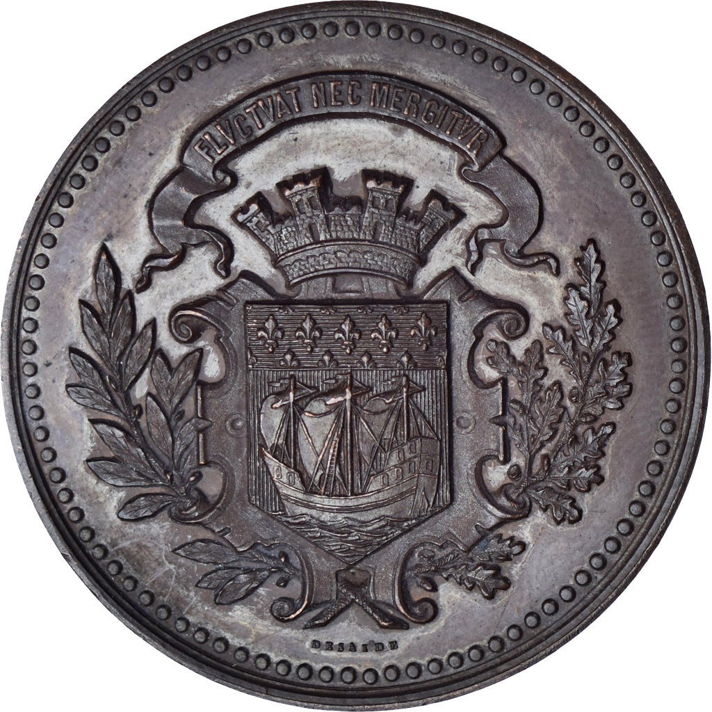 France, Medal, Bureau de Bienfaisance, Ville de Paris, 1876, Desaide, MS(60-62)