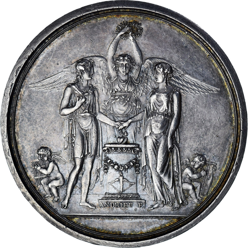 France, Medal, Noces, Mariage, Religion, 1813, Andrieu, MS(60-62), Silver