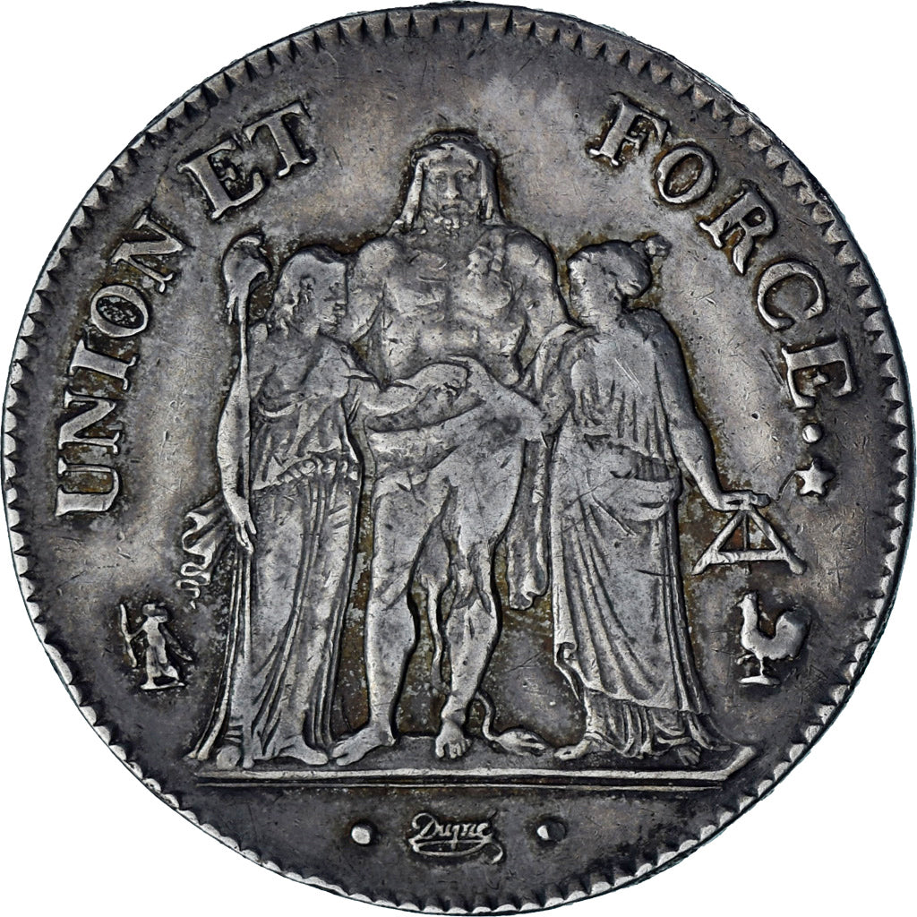 Coin, France, Union et Force, 5 Francs, AN 8, Paris, EF(40-45), Silver