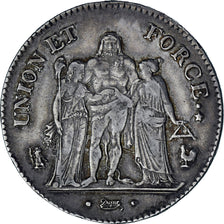 Coin, France, Union et Force, 5 Francs, AN 8, Paris, EF(40-45), Silver