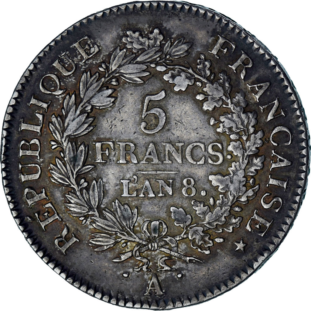 Coin, France, Union et Force, 5 Francs, AN 8, Paris, EF(40-45), Silver
