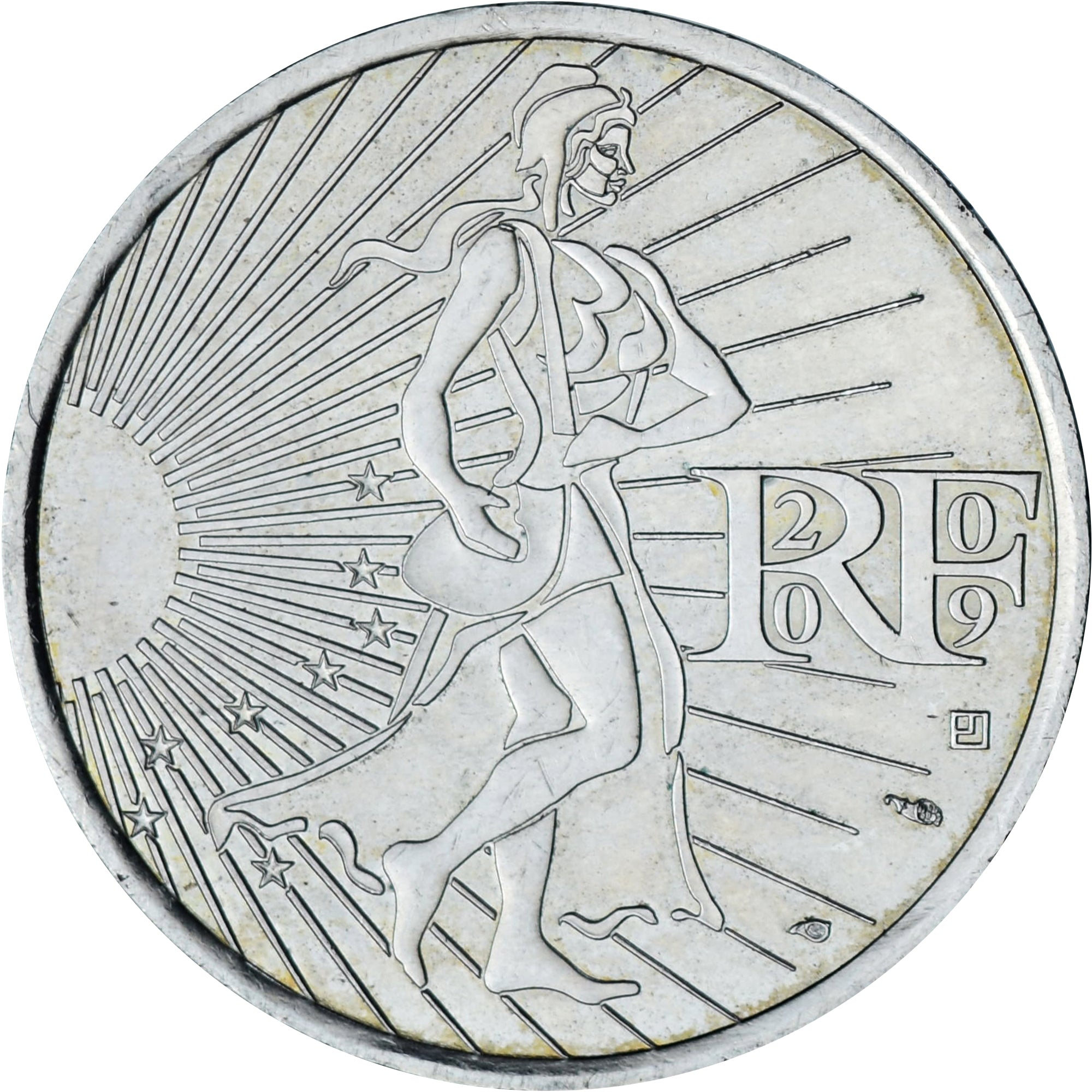 France, 10 Euro, 2009, Semeuse, AU(55-58), Silver