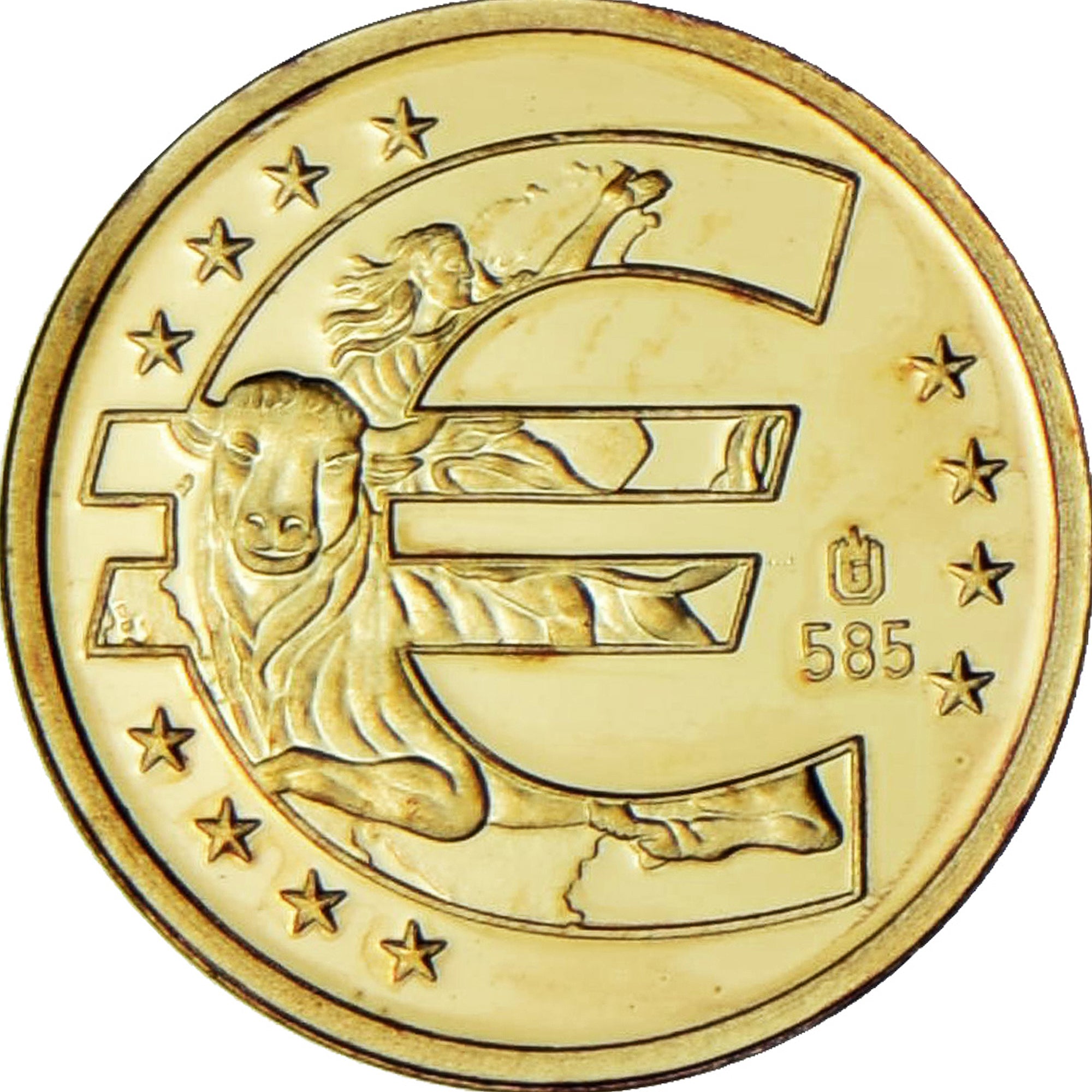 France, Medal, 10 ans de l'Euro, 2009, MS(65-70), Gold