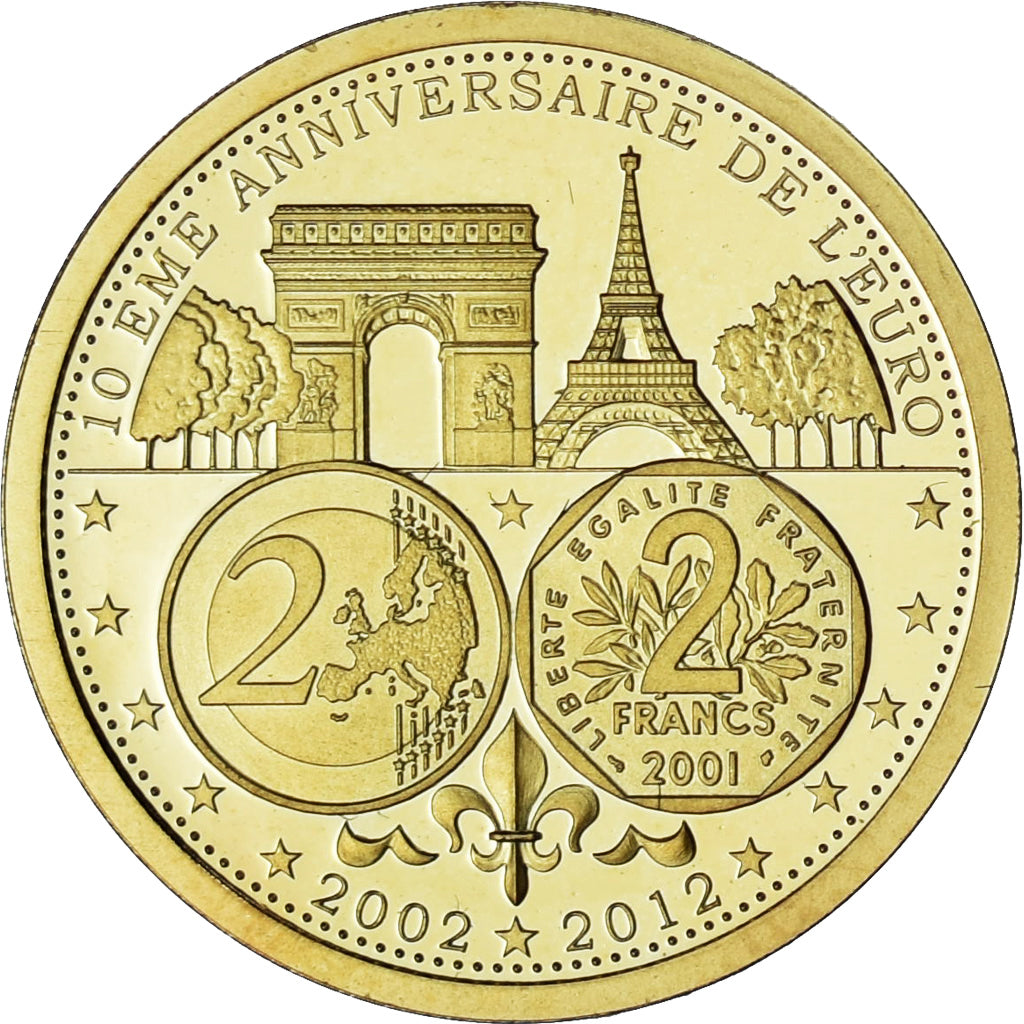 France, Médaille, 10ème Anniversaire de l'Euro, History, 2012, FDC, Or