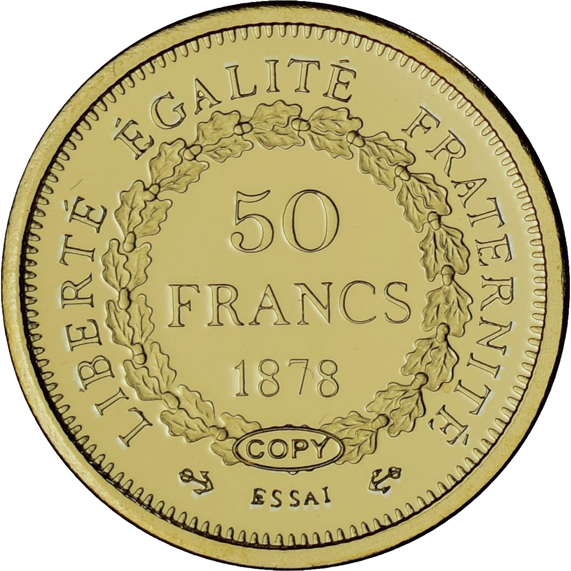 France, Medal, Réplique Essai 50 Francs Génie, Gold, MS(65-70)