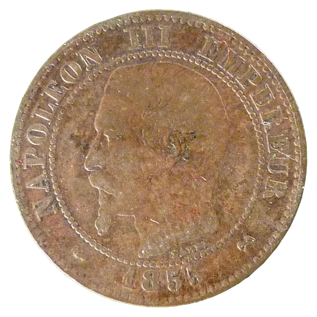 FRANCE, 2 Centimes, 1855, Rouen, VF(20-25), Bronze, Gadoury #103, 1.80