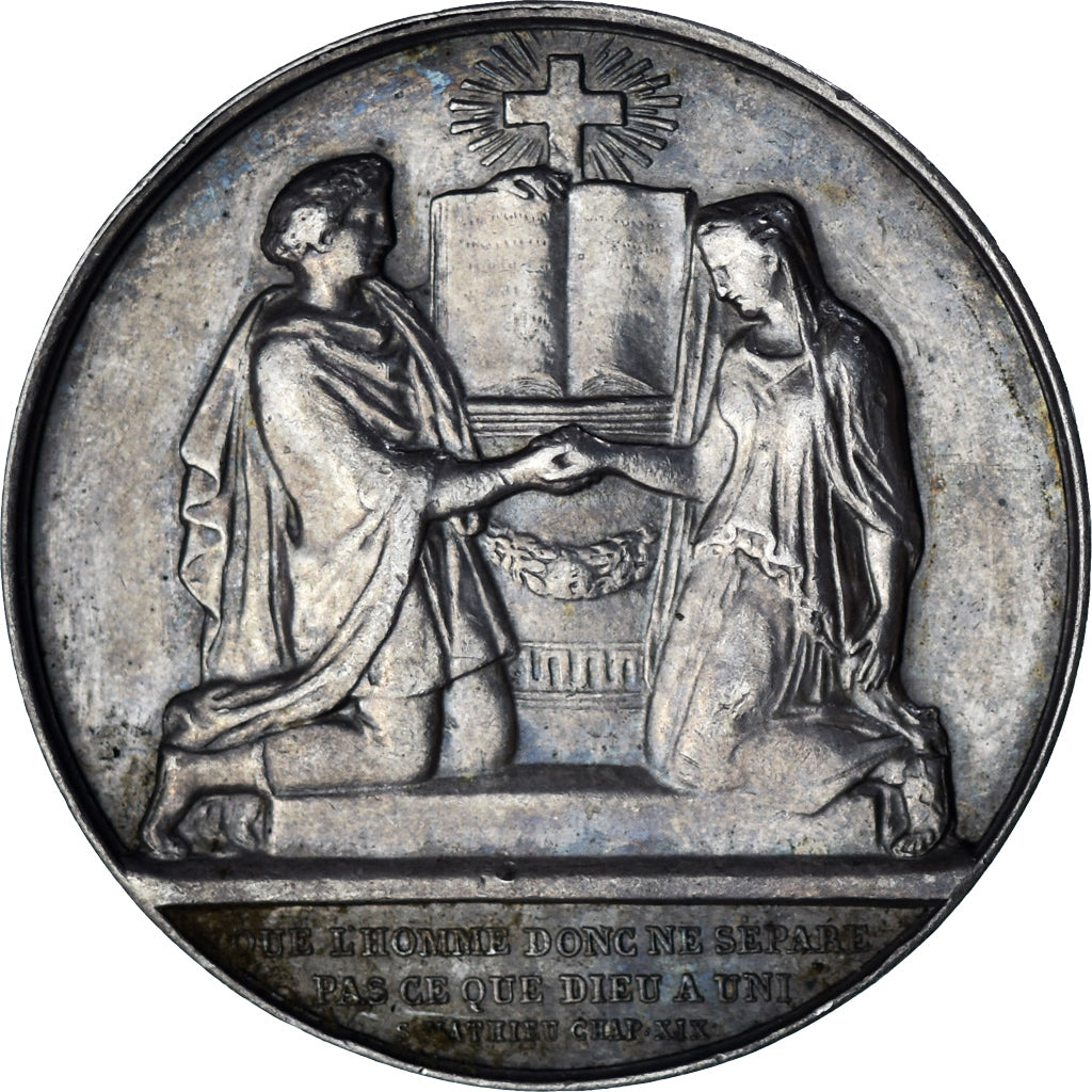 Frankrijk, Medaille, Noces, Mariage, Religion, ZF+, Zilver