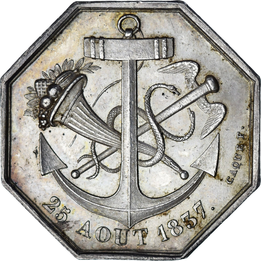 France, Token, Banque du Havre, 1837, Caqué, AU(55-58), Silver