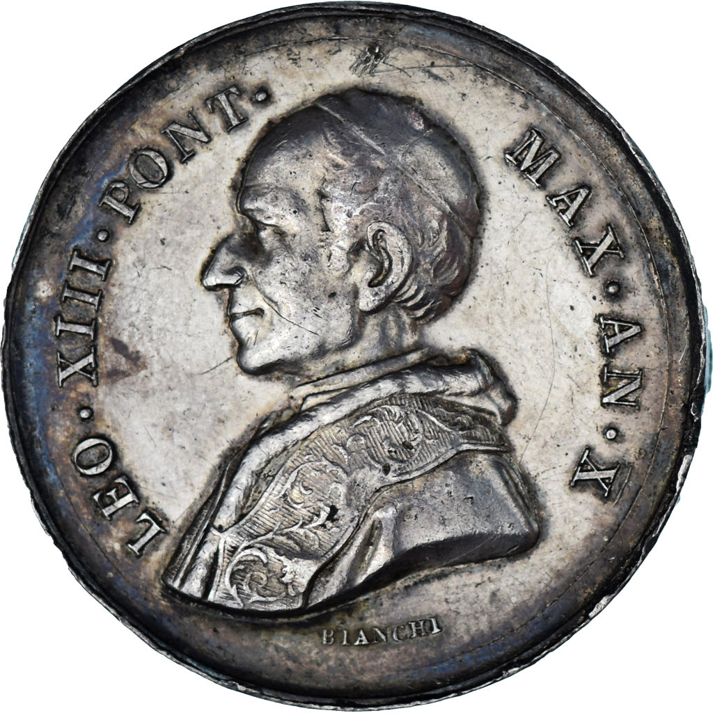 Vaticano, medalha, Le Pape Léon XIII, 1888, Blanchi, AU(50-53), Prata