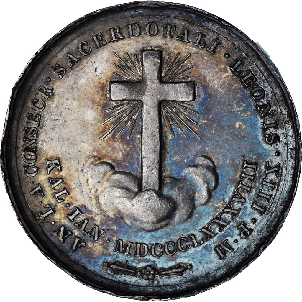 Vaticano, medalha, Le Pape Léon XIII, 1888, Blanchi, AU(50-53), Prata