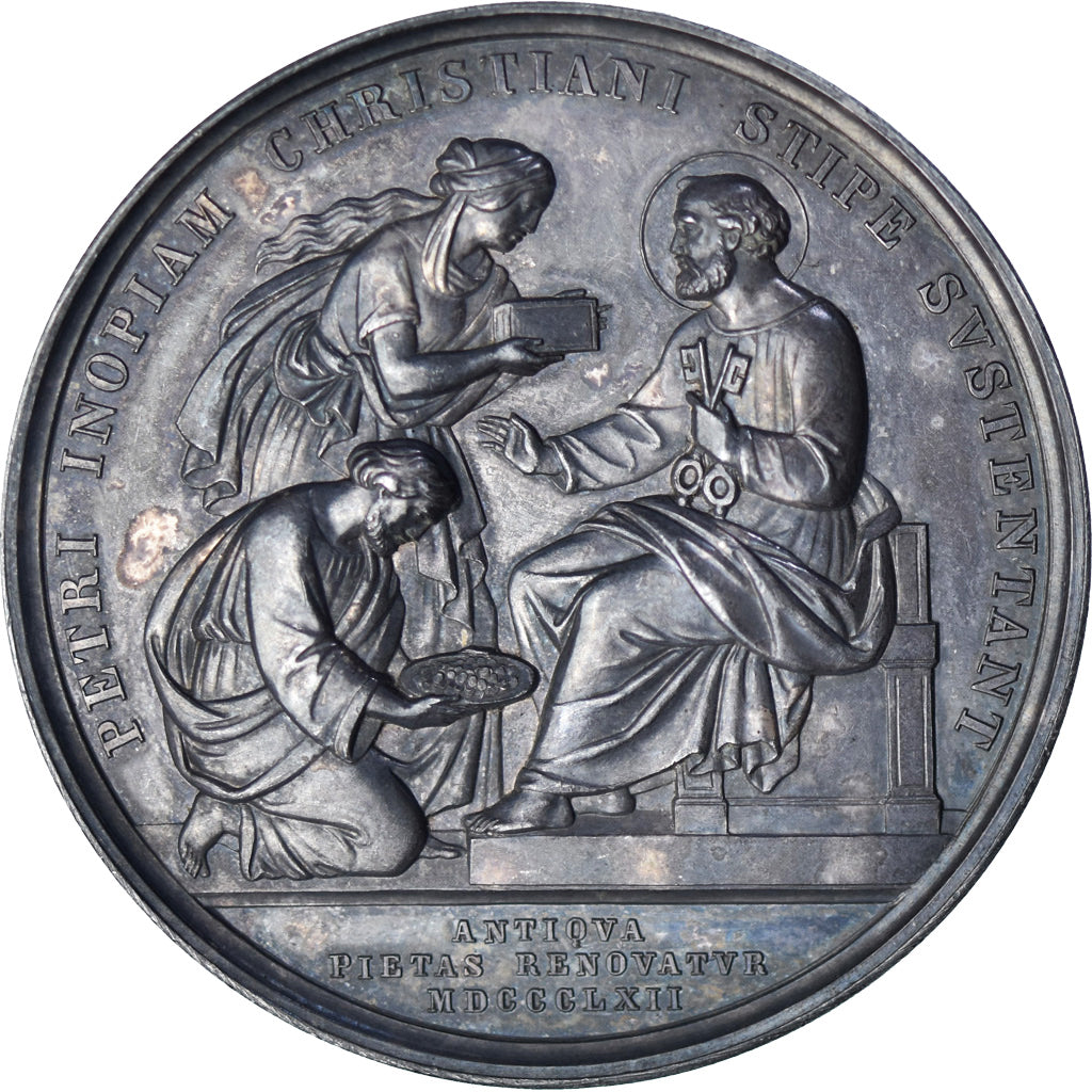 Vaticano, medalha, Pie IX, “Le Pape qui Frappe l’Argent”, 1862, Voigt