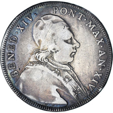 Coin, VATICAN CITY, Benoit XIV, 1/2 Scudo, 1753, Roma, VF(30-35), Silver