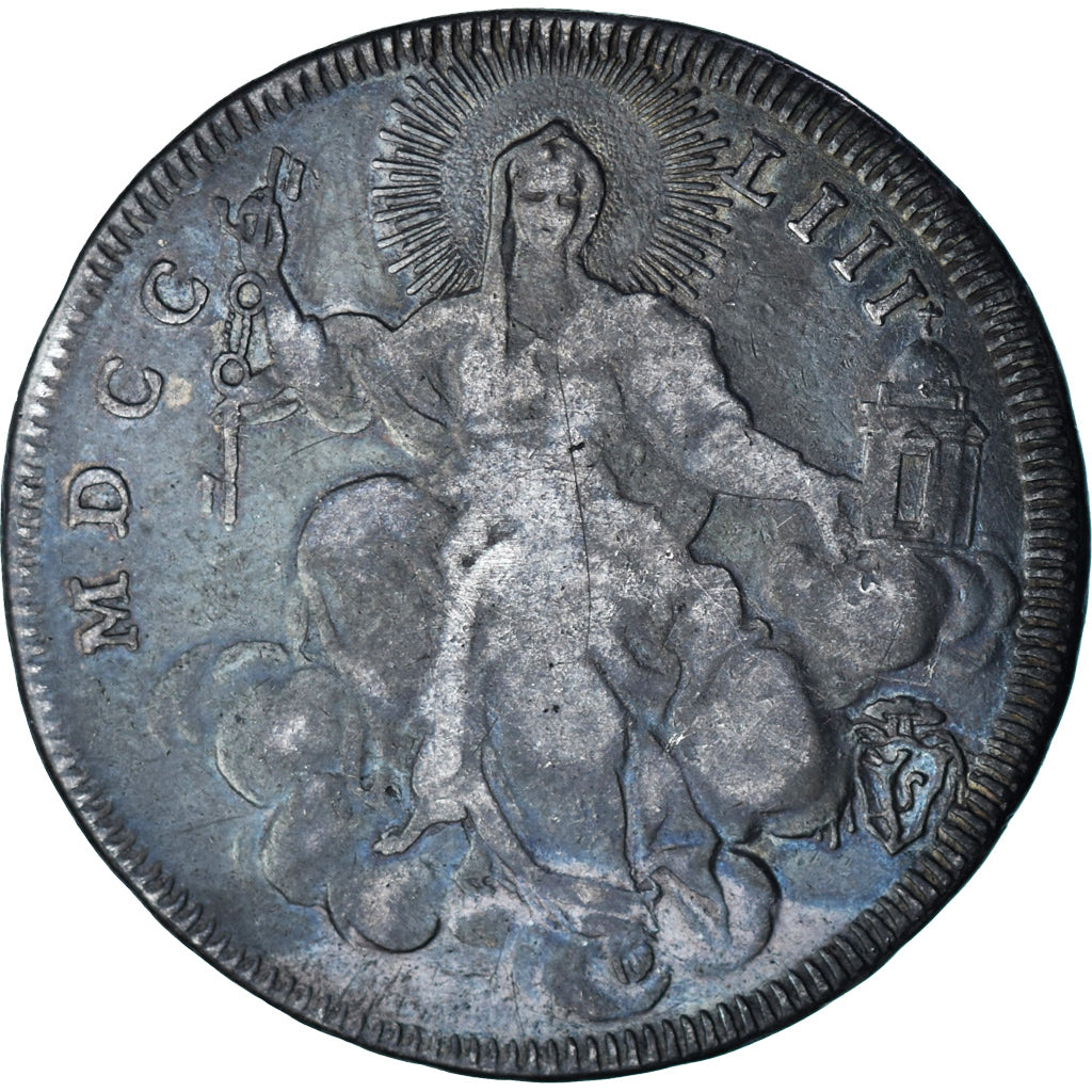 Coin, VATICAN CITY, Benoit XIV, 1/2 Scudo, 1753, Roma, VF(30-35), Silver