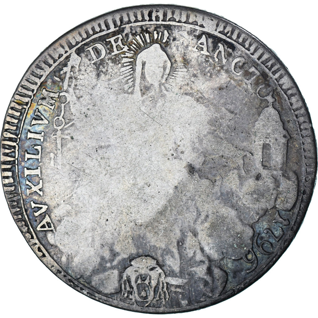 Moneda, CIUDAD DEL VATICANO, Pie VI, 1/2 Scudo, 1796, Roma, BC+, Plata