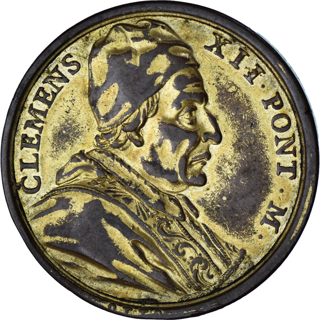 Vaticano, medalla, Clément XII, 1730, Hamerani, MBC, Bronce dorado