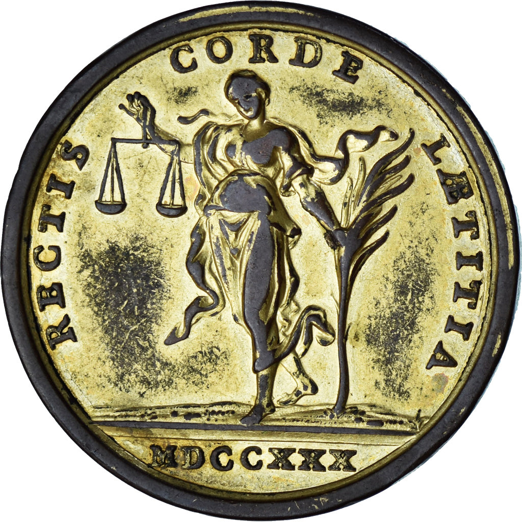 Vaticano, medalla, Clément XII, 1730, Hamerani, MBC, Bronce dorado