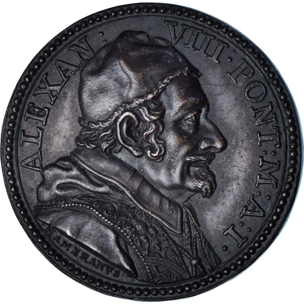 Watykan, medal, Alexandre VIII, (1690), Hamerani, Refrappe XIXème, MS(63)