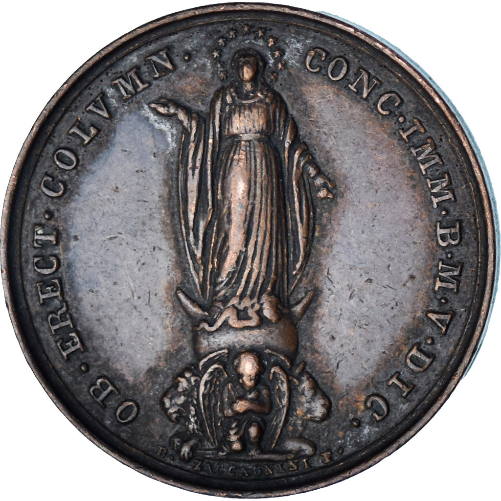 Vaticano, medalha, Pie IX, 1857, Zaccagnini, AU(55-58), Bronze