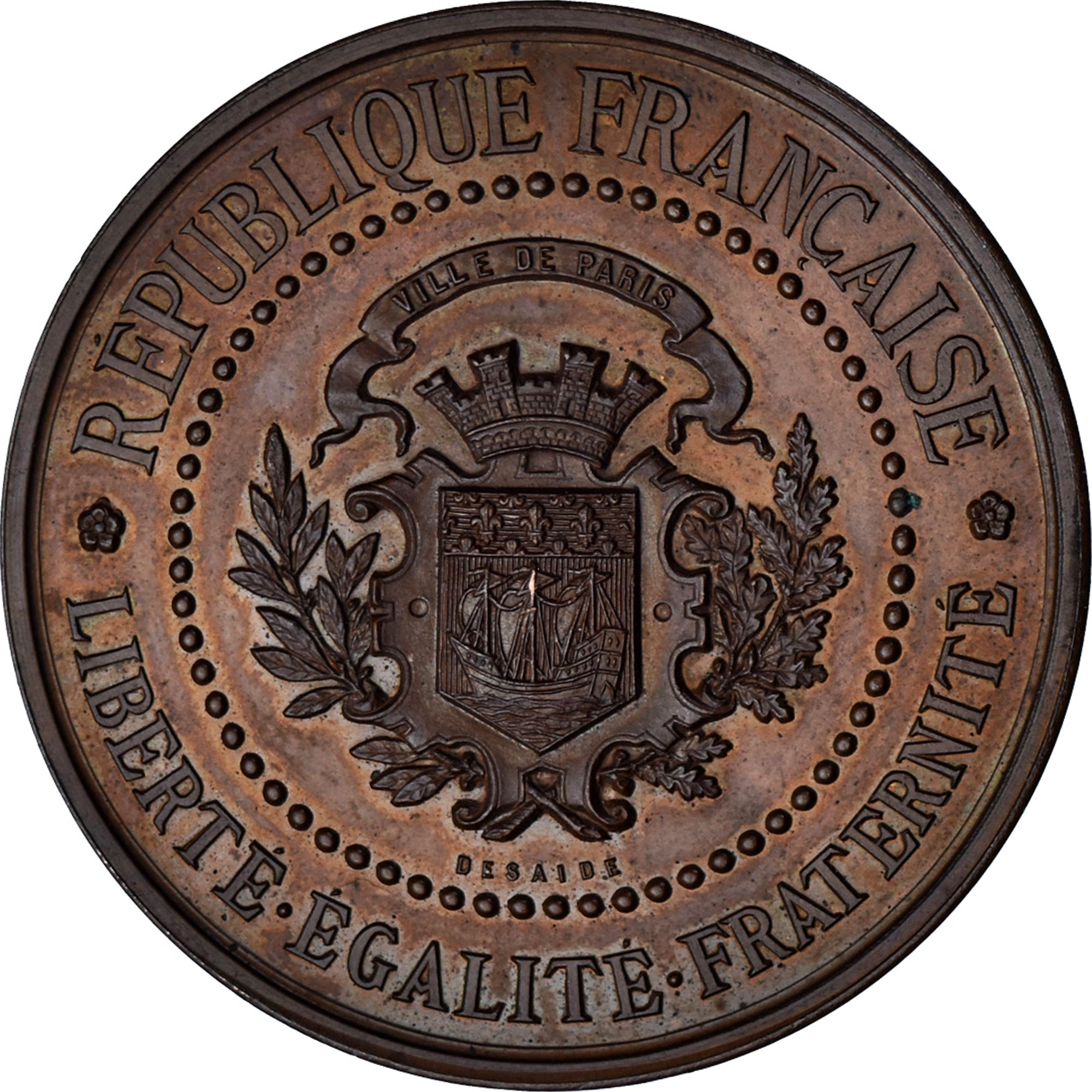 Frankreich, Medaille, Caisse des Ecoles et des Asiles, Paris, 1882, Desaide