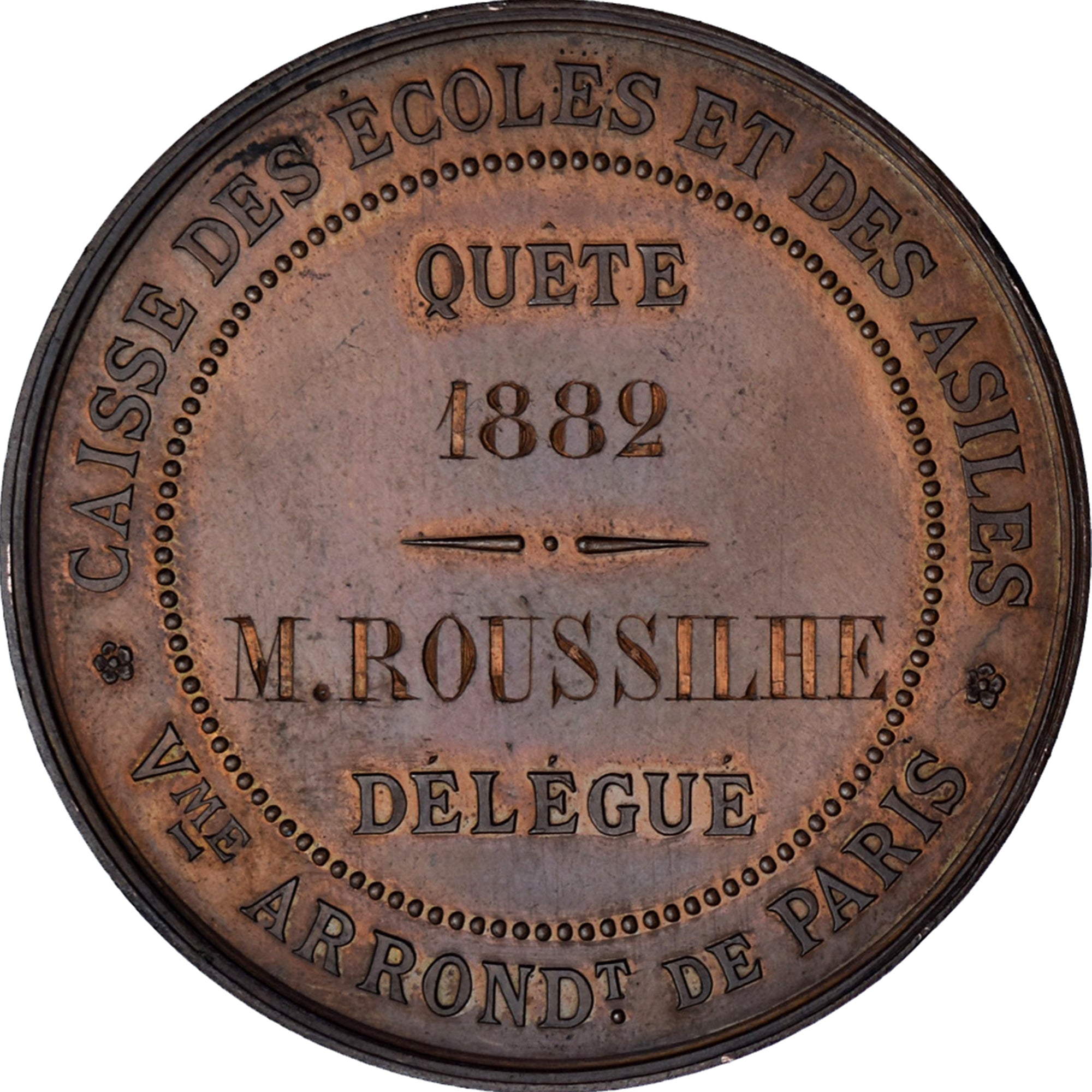 Frankreich, Medaille, Caisse des Ecoles et des Asiles, Paris, 1882, Desaide