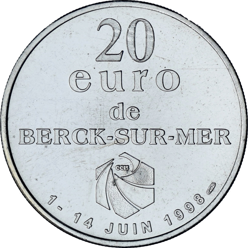 Frankrijk, Token, 20 Euro Berck-sur-mer, 1998, Euro des villes, FDC, Zilver