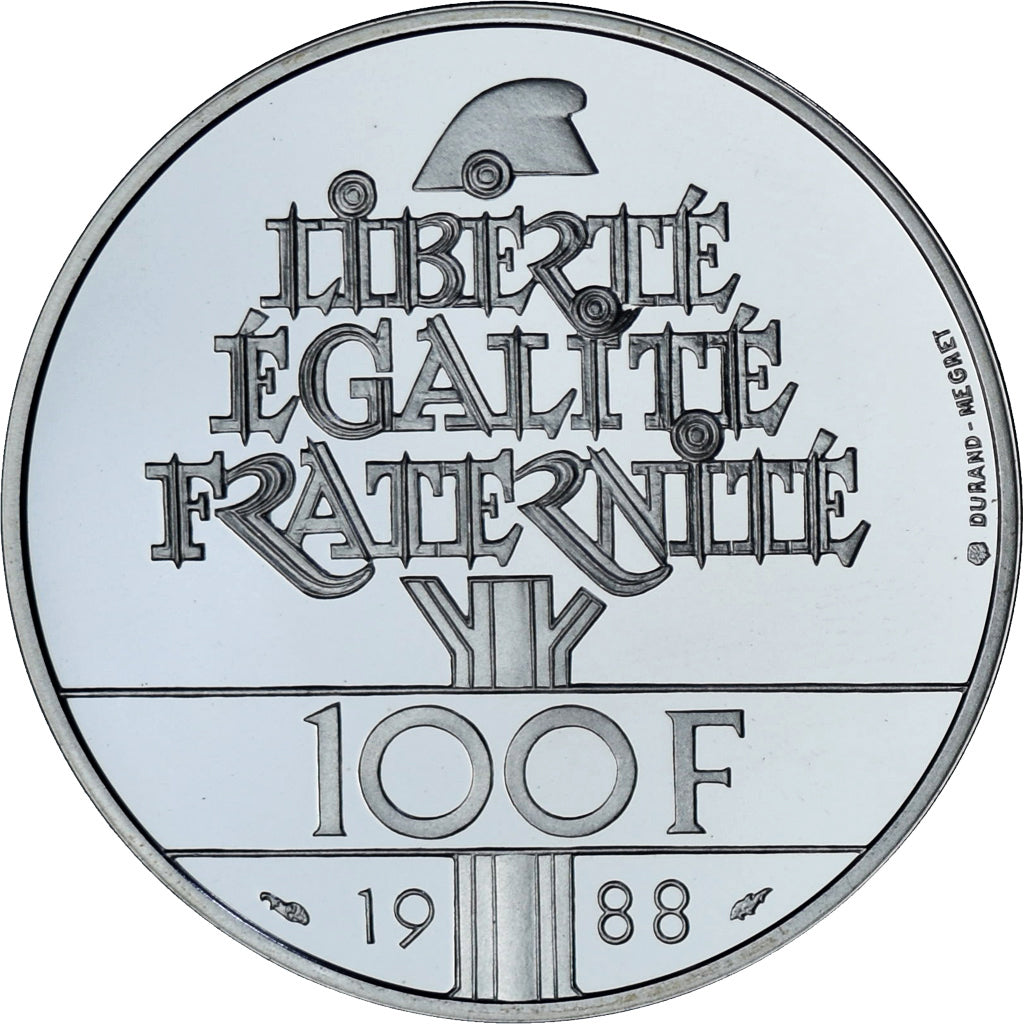 Munten, Frankrijk, 100 Francs, 1988, Monnaie de Paris, BE, FDC, Zilver