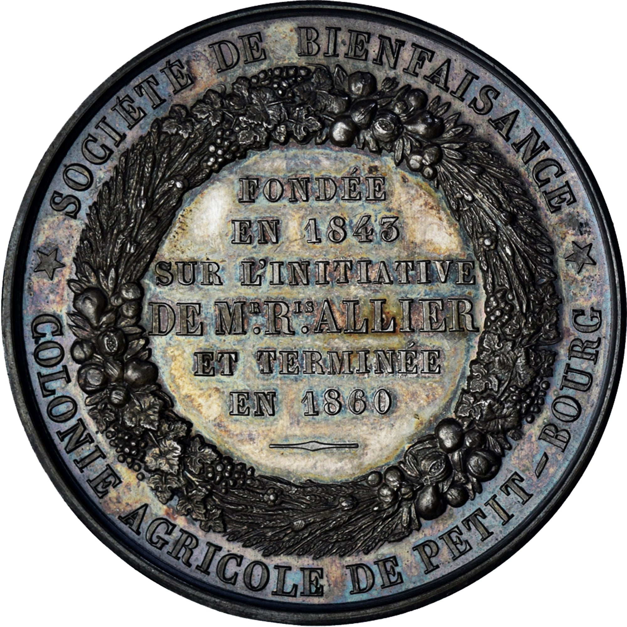 Frankrijk, Medaille, Colonie Agricole de Petit-Bourg, Agriculture, 1860, FDC