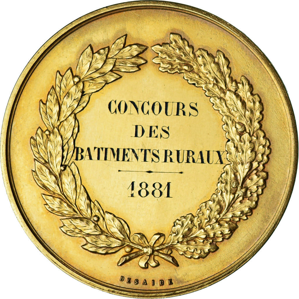 Francia, medalla, Concours des Bâtiments Ruraux, 1881, Desaide, Cliché