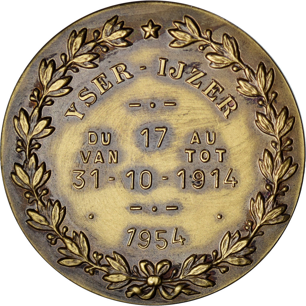 België, Medaille, Bataille de l'Yser, Roi Albert Ier, 1954, UNC-, Bronzen