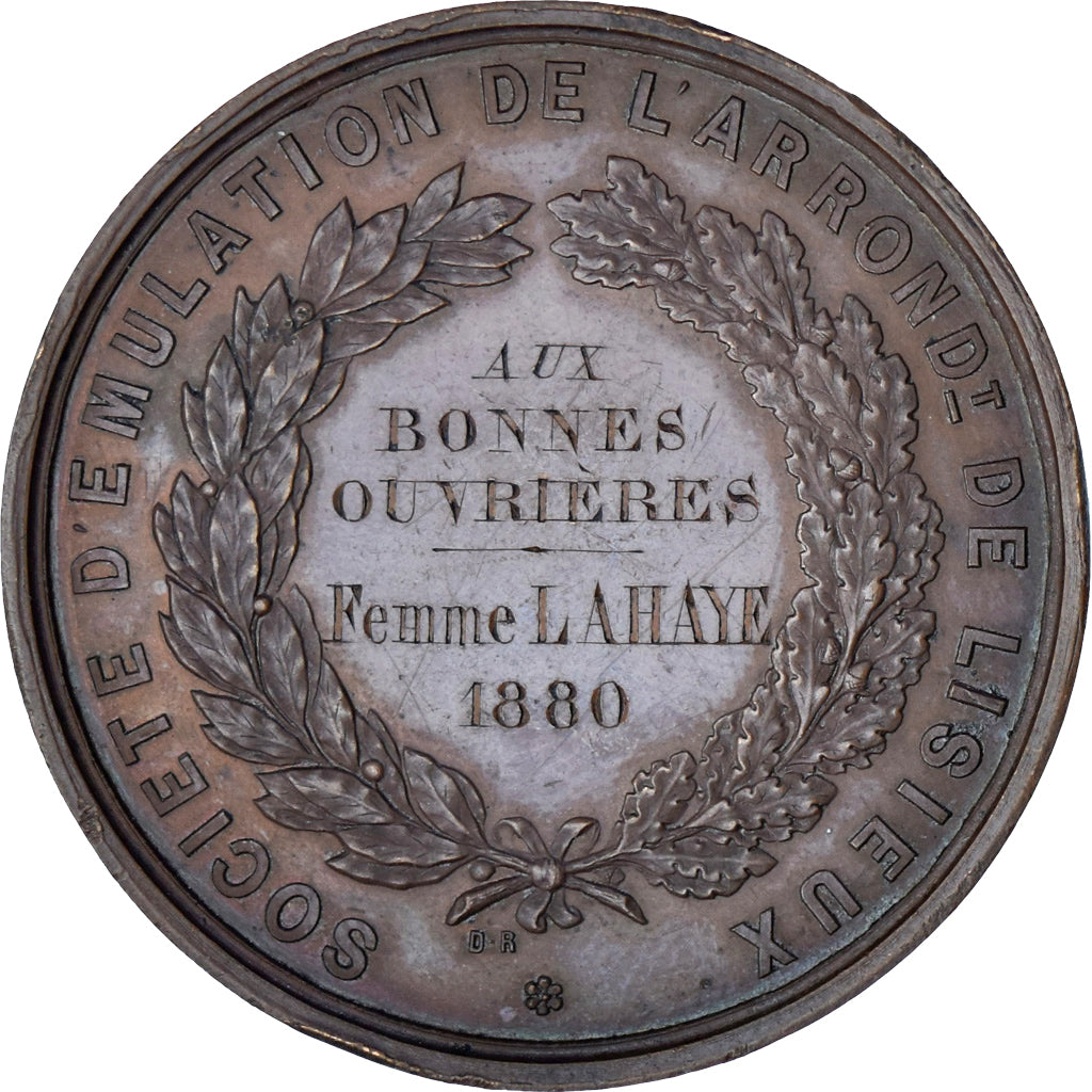 Francia, medalla, Société d'Emulation de Lisieux, 1880, EBC, Cobre