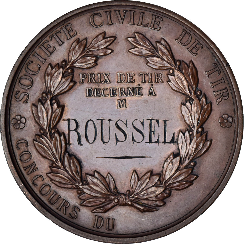 Francia, medalla, Société de Tir d'Harcourt, Eure, MBC+, Cobre