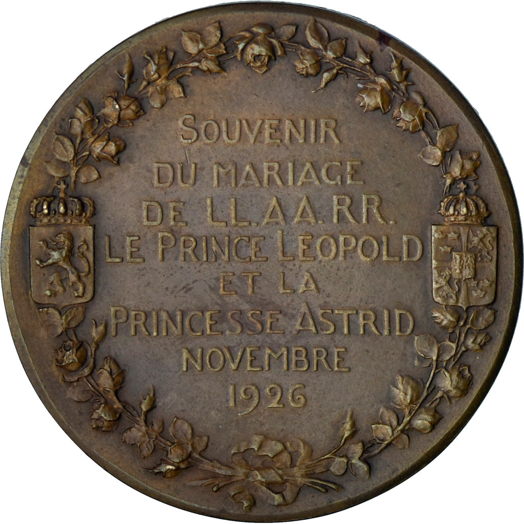 België, Medaille, Mariage du Prince Léopold et la Princesse Astrid, 1926