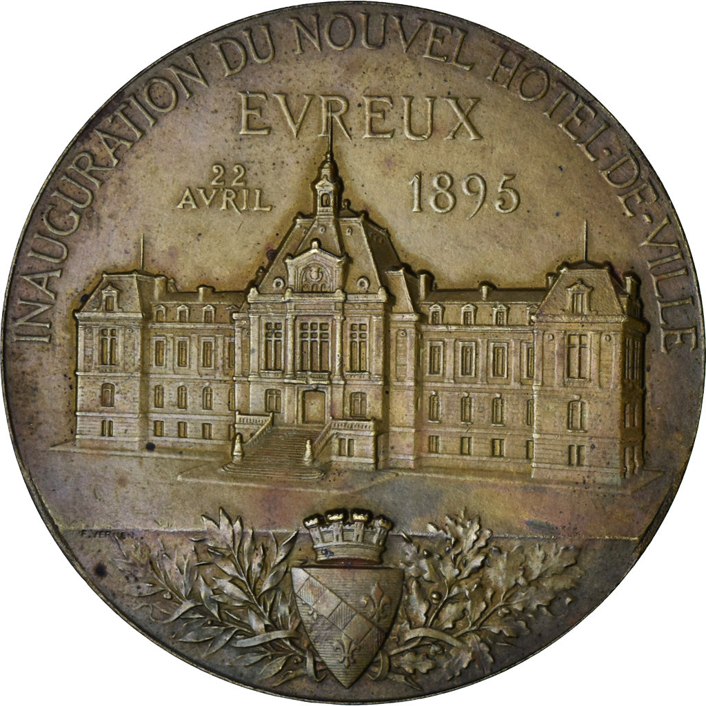 France, Médaille, Inauguration du Nouvel Hôtel de Ville d'Evreux, 1895, SUP
