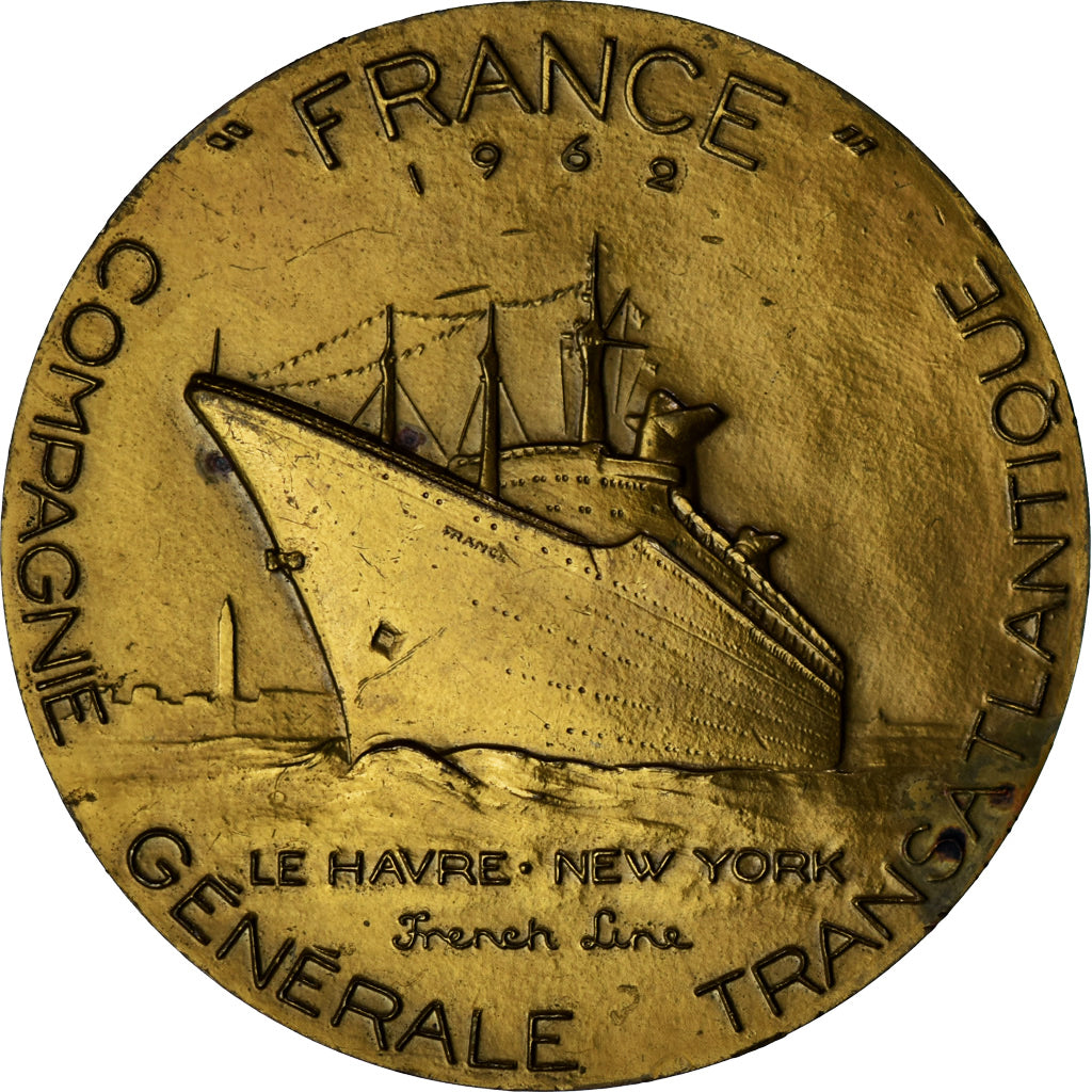 Francia, medalla, Compagnie Générale Transatlantique, France, Shipping, 1962