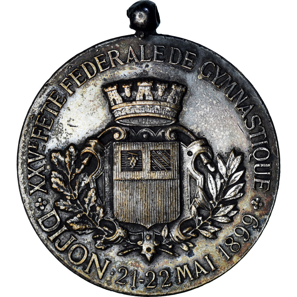 France, Médaille, XXVème Fête Fédérale de Gymnastique, Dijon, Sport, 1899