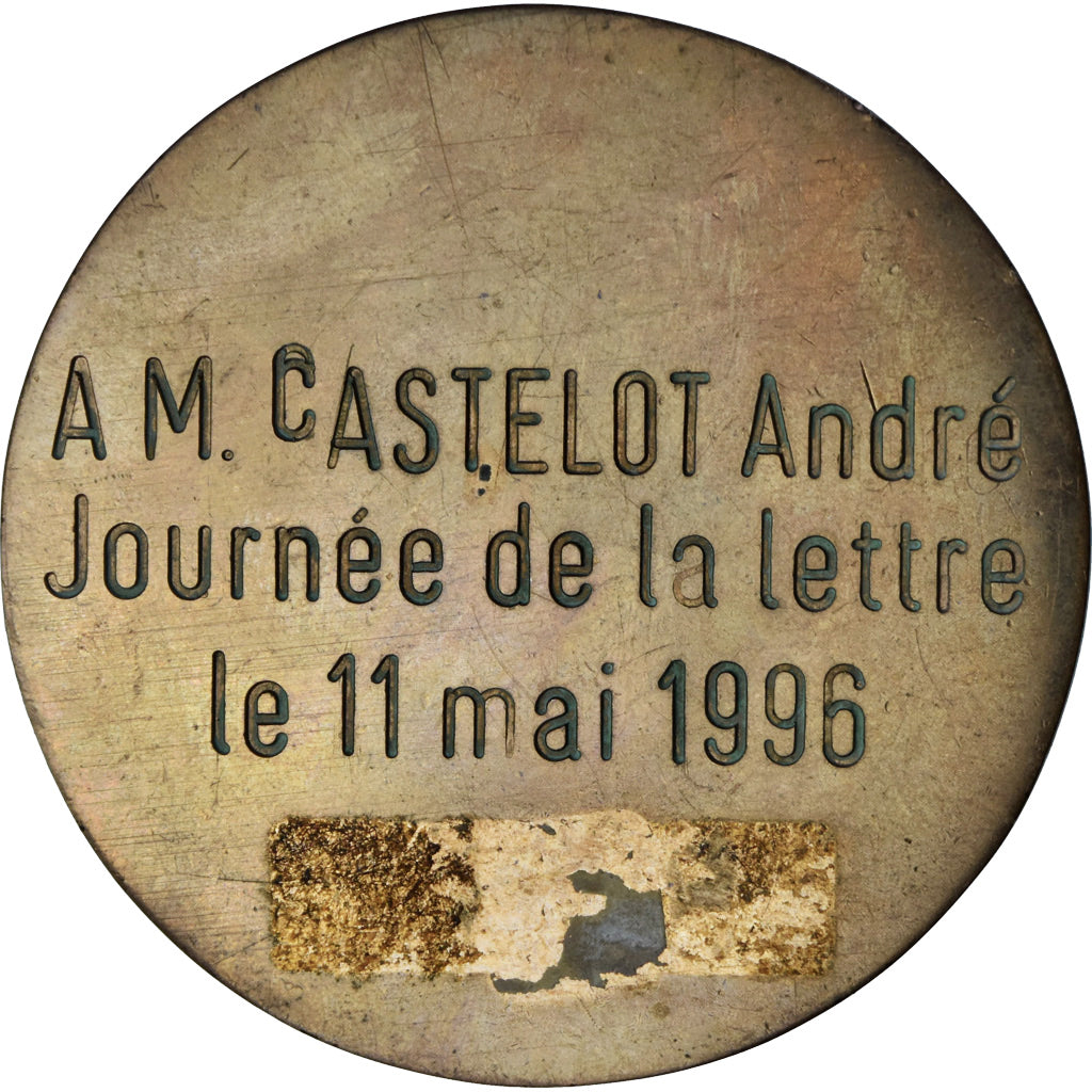 France, Médaille, Journée de la Lettre, Ville d'Aubevoye, 1996, TTB+, Bronze