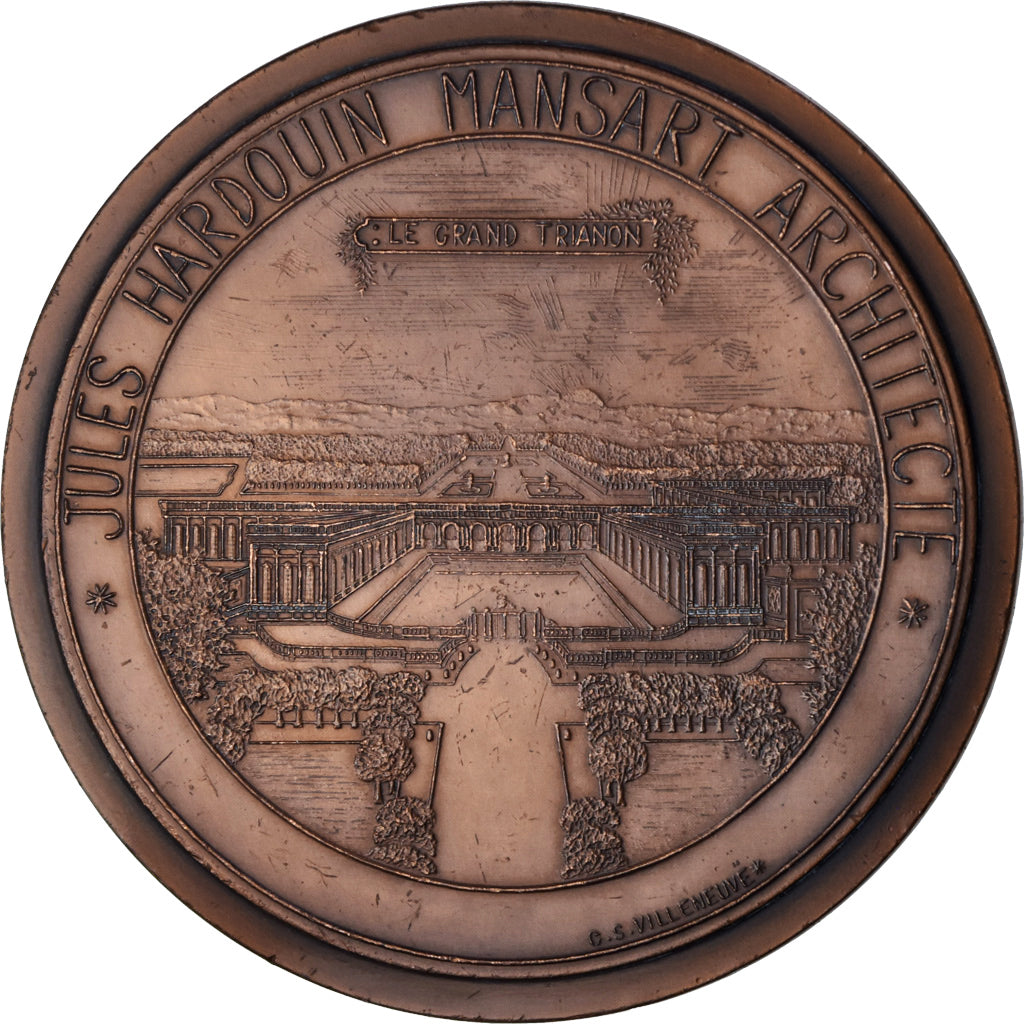 France, Médaille, Jules Hardouin Mansart, Architecte, 1983, Villeneuve, SUP
